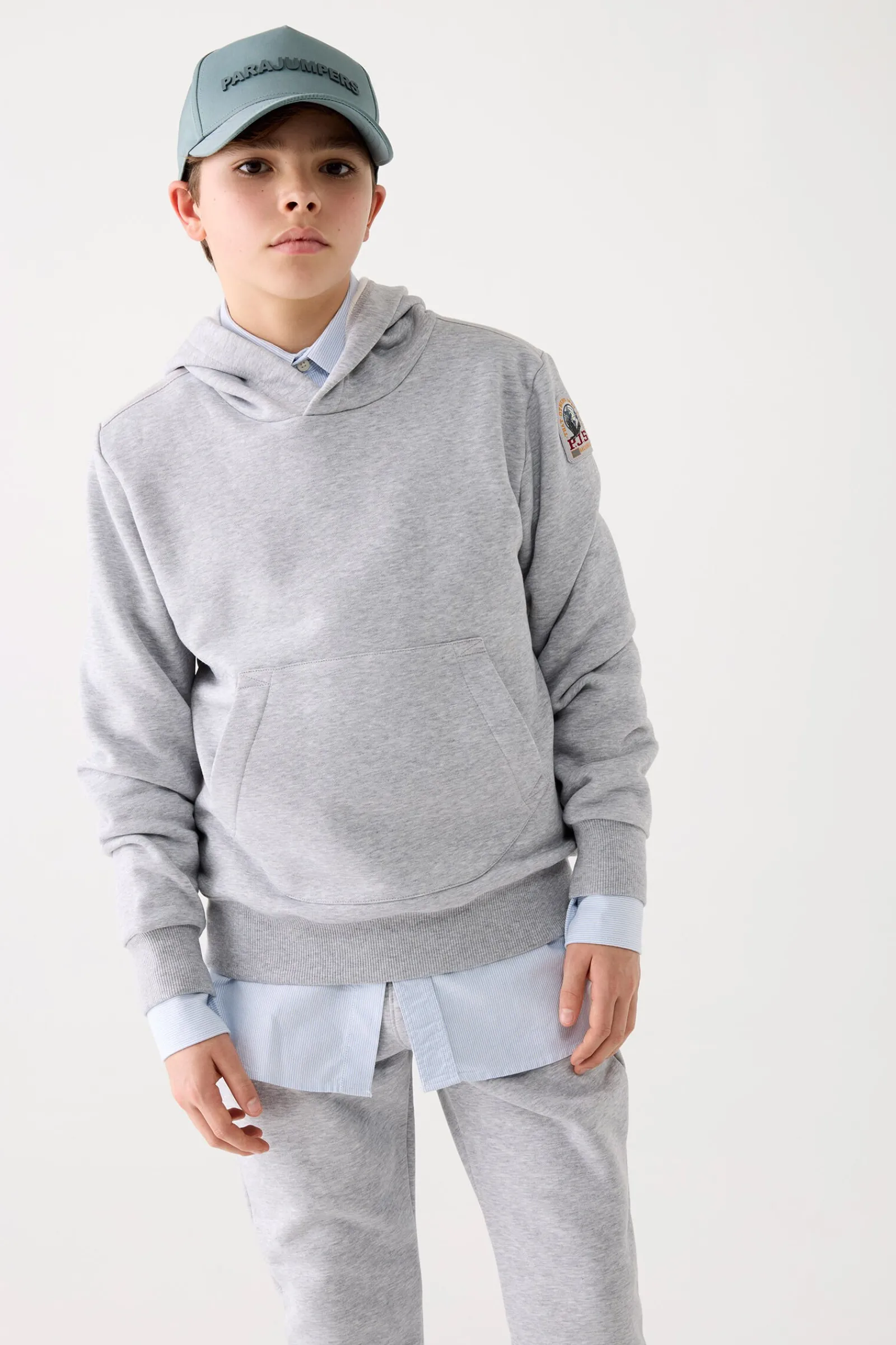Parajumpers Jongens-EVEREST - FLEECE MET CAPUCHON PURITAN GREY