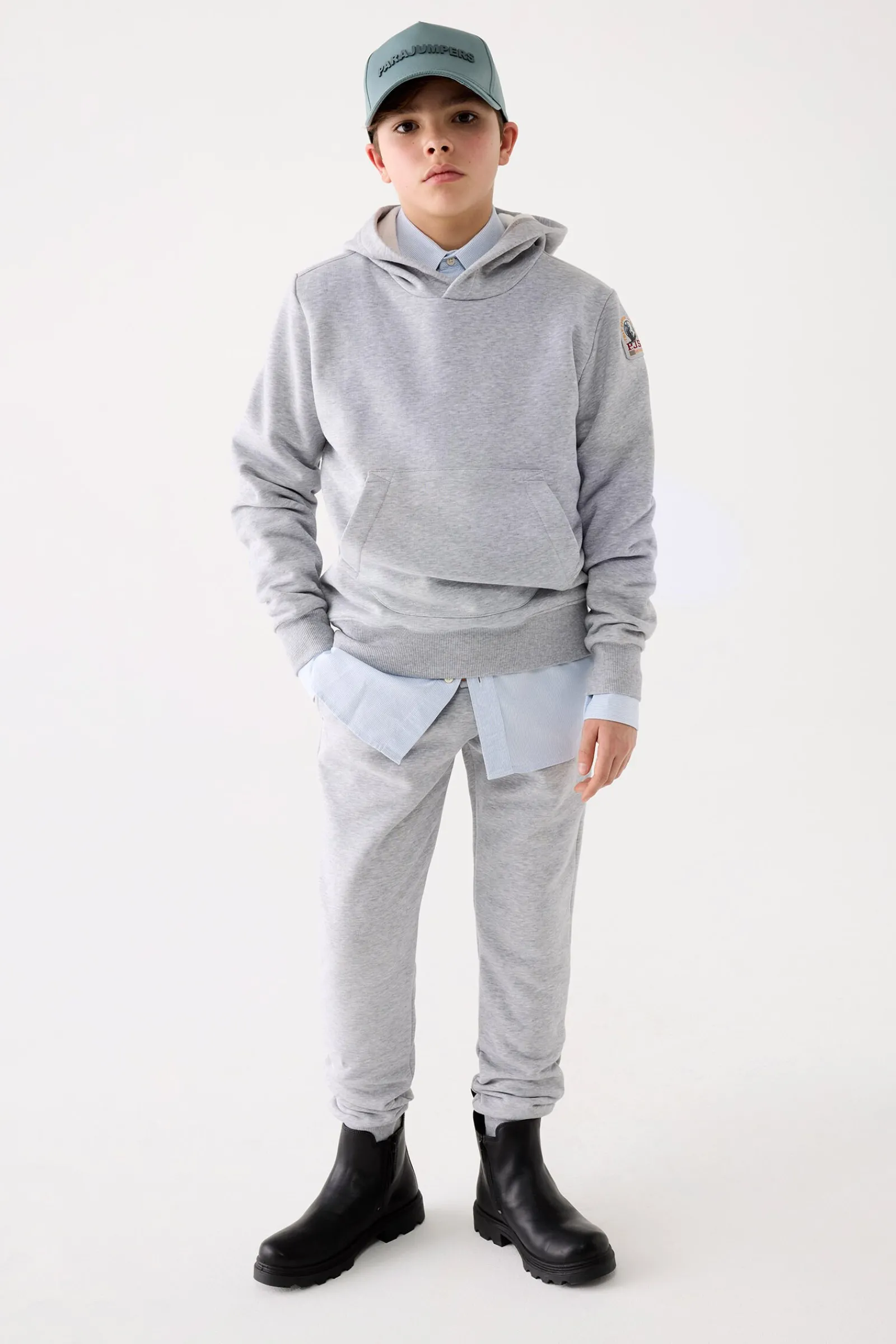 Parajumpers Jongens-EVEREST - FLEECE MET CAPUCHON PURITAN GREY