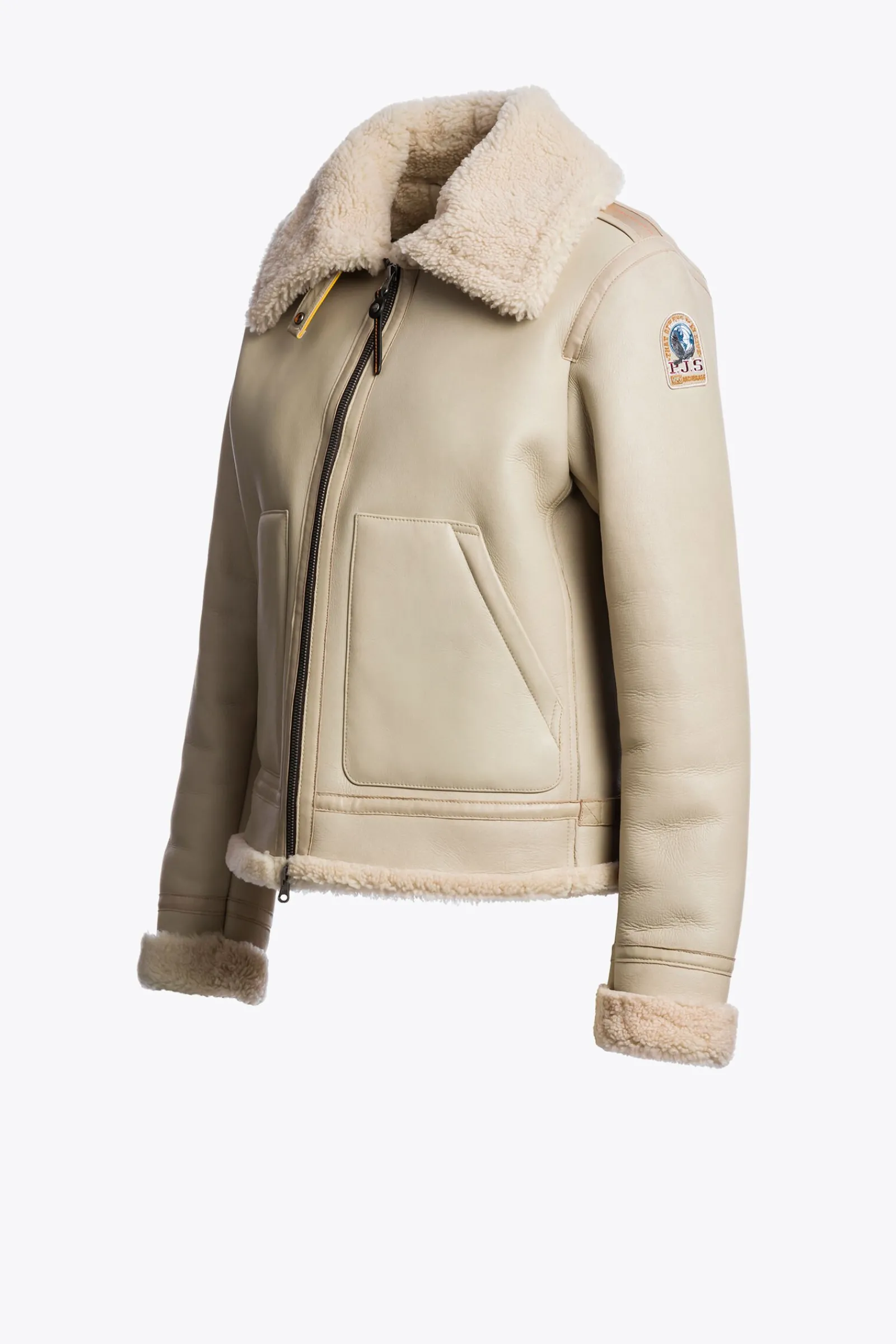 Parajumpers Jasjes|Leren Jasjes-GIALEAN SPECIAL - SHEARLING JACK OAT