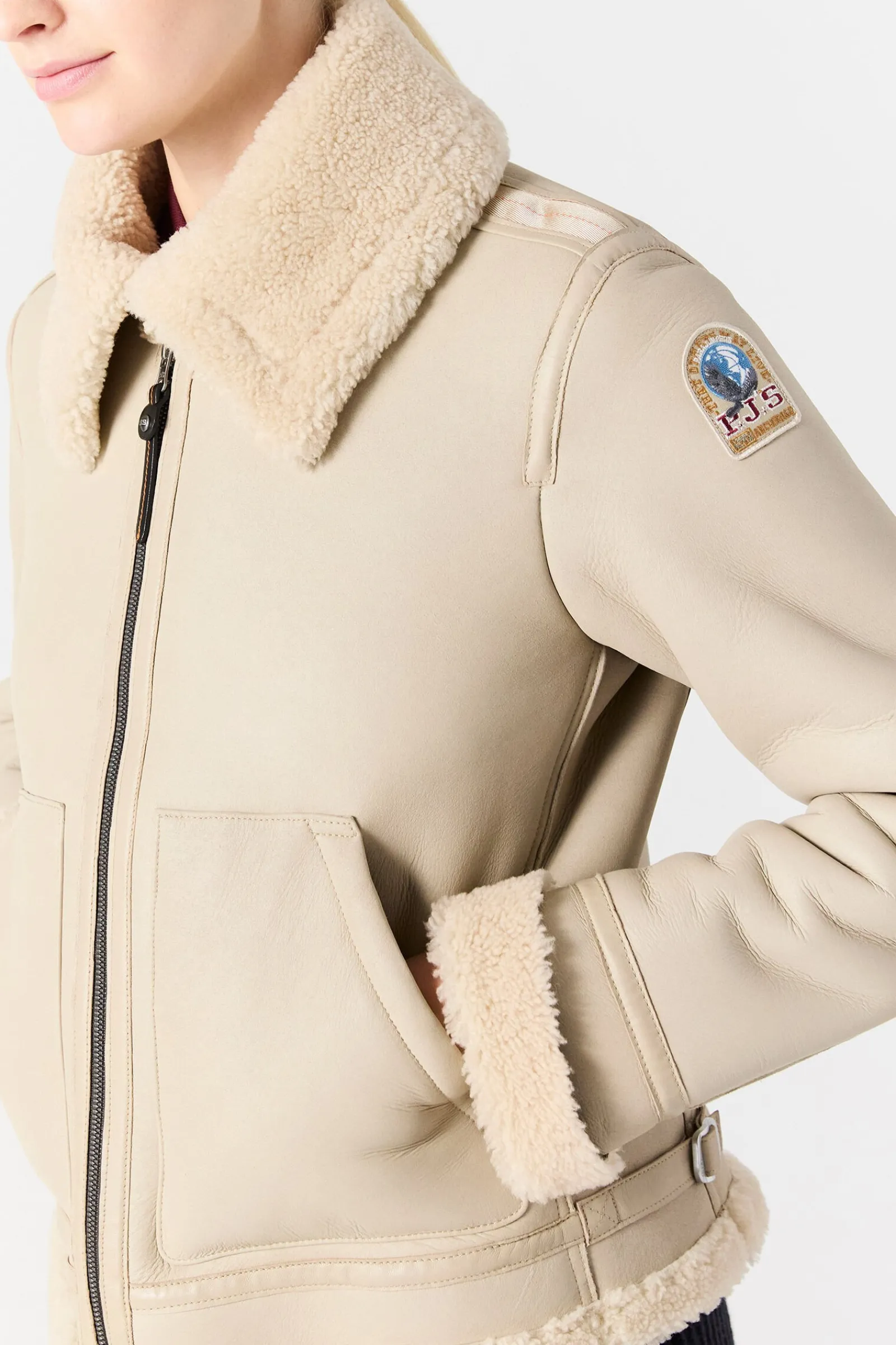 Parajumpers Jasjes|Leren Jasjes-GIALEAN SPECIAL - SHEARLING JACK OAT