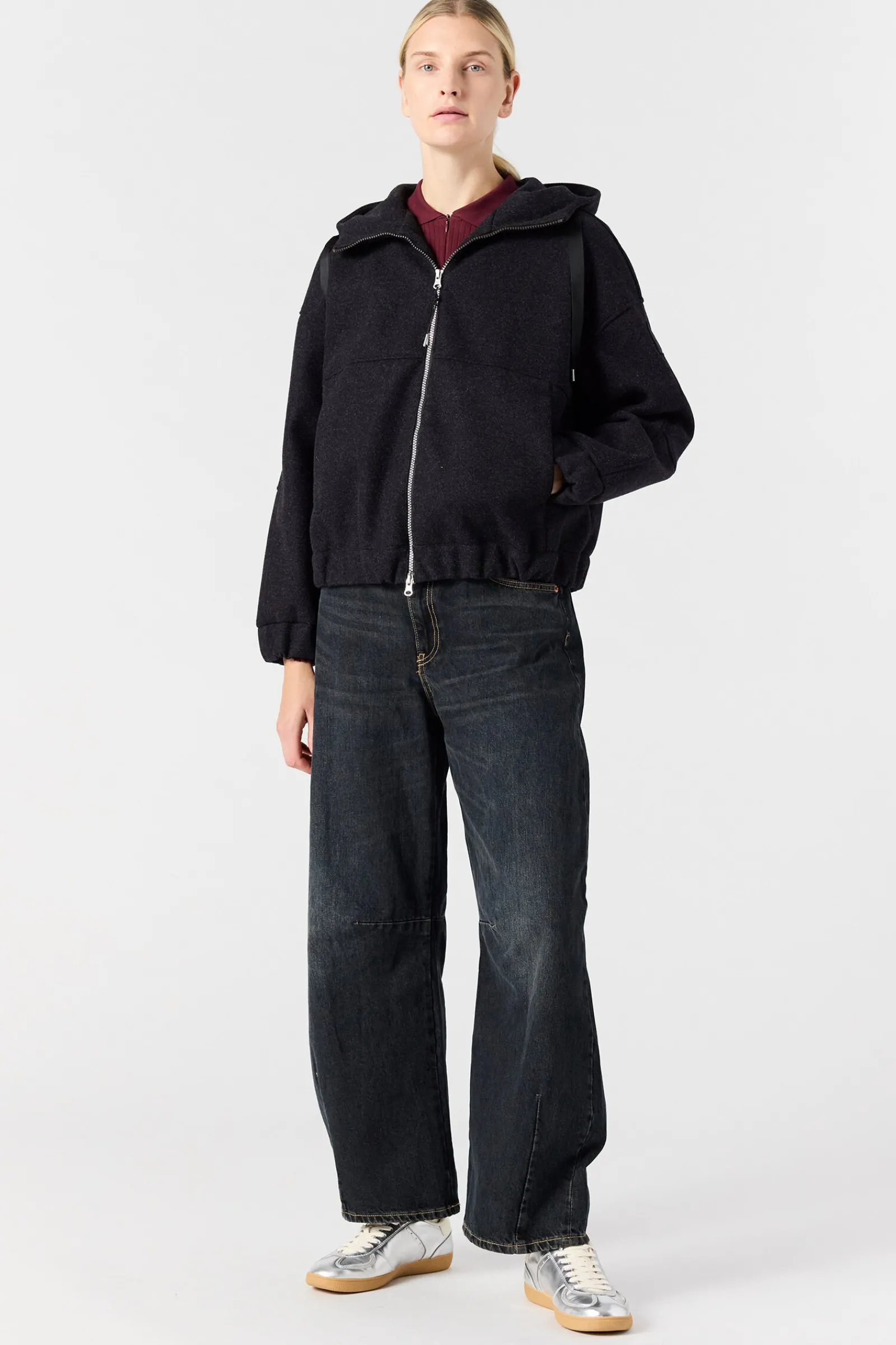 Parajumpers Sweaters-ILEAN - FLANELLEN SWEATER BLACK MELANGE