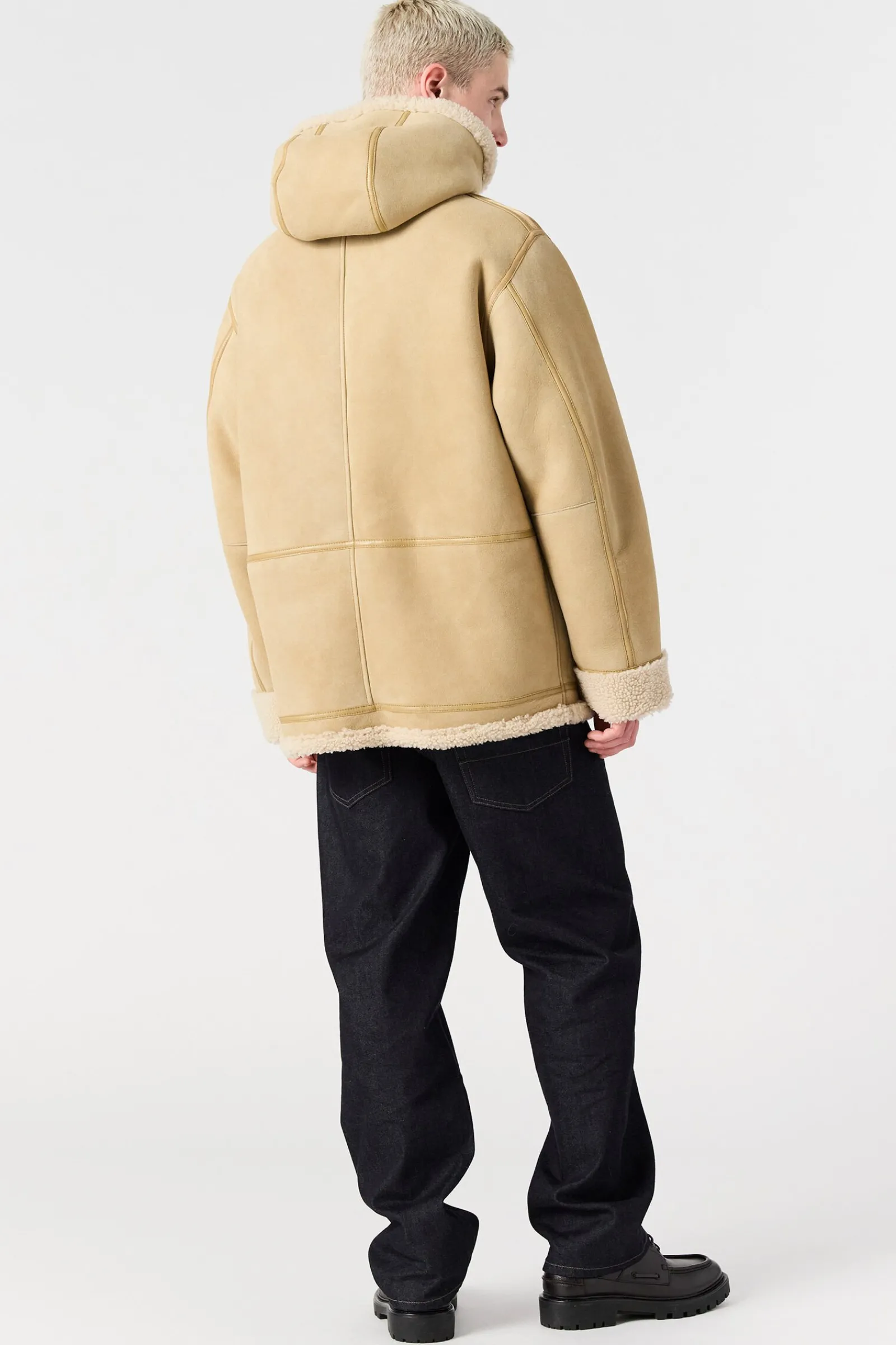 Parajumpers Parka Jas|Leren Jasjes-KIEFER SPECIAL - SHEARLING JACK DESERT KHAKI