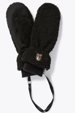 Parajumpers Handschoenen|Handschoenen-POWER - WANTEN VAN KRULLENDE FLEECE BLACK
