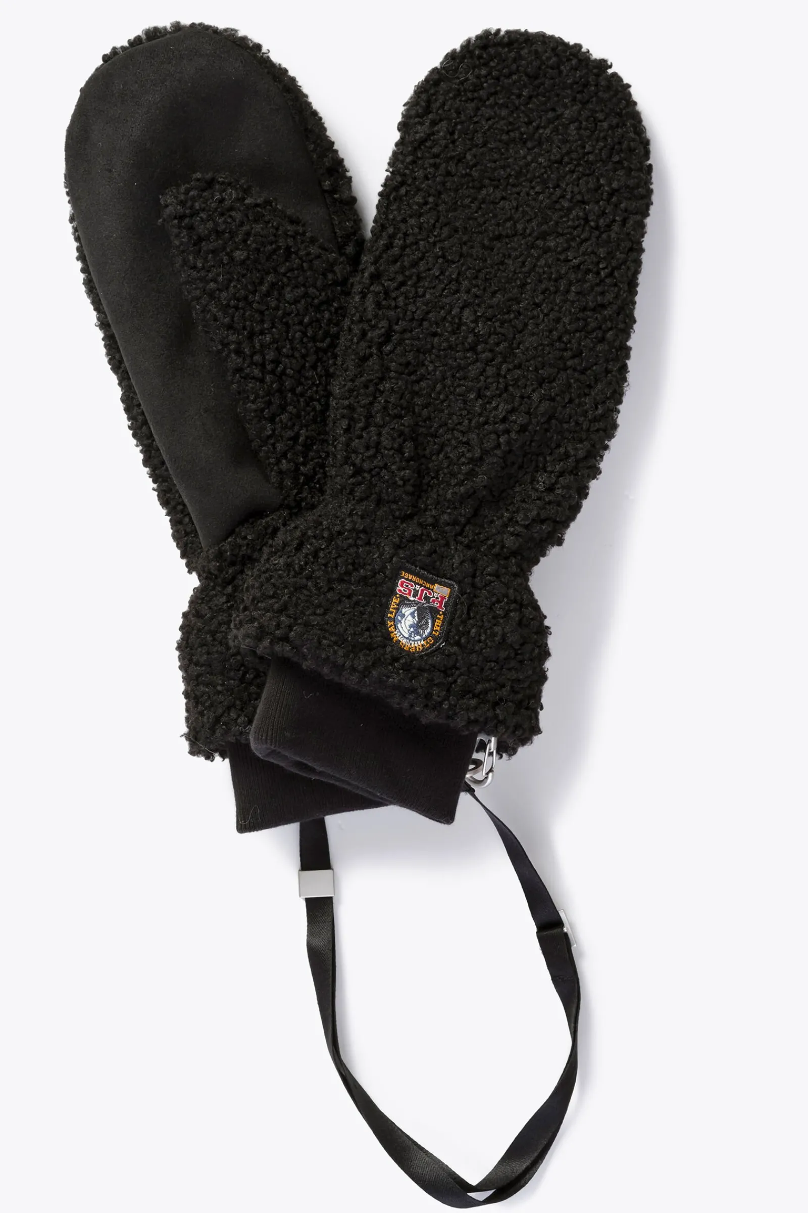 Parajumpers Handschoenen|Handschoenen-POWER - WANTEN VAN KRULLENDE FLEECE BLACK